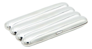 Plain Silver Cigar Case for Four Cigars