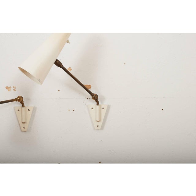 Wall Lamps in White Lacquered Metal, Set of 2 For Sale - Image 3 of 11