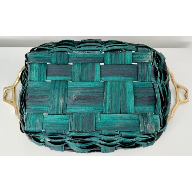 Two Handles Malachite Green & Brass Basket by David Marshall For Sale - Image 9 of 10