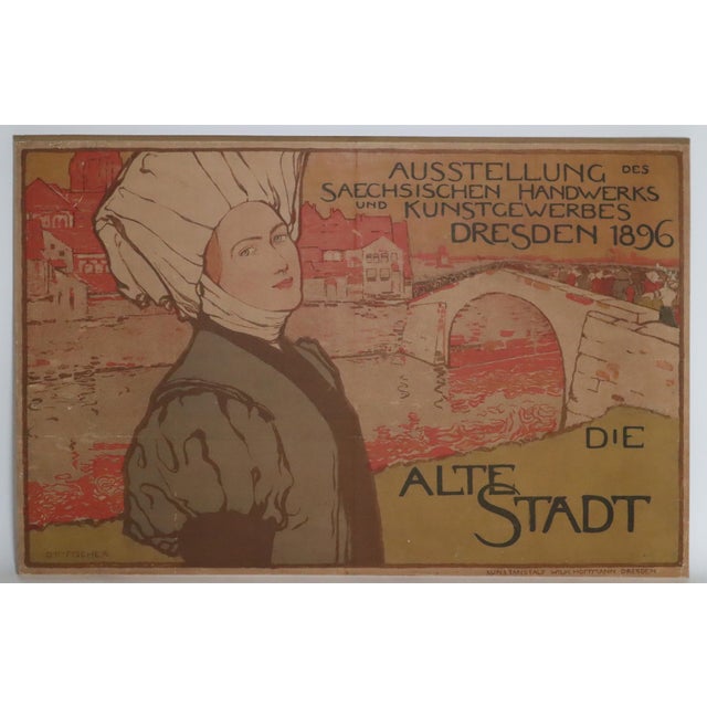 Art Nouveau Exhibition of Saxon Crafts and Arts and Crafts Poster, Dresden, 1896 For Sale - Image 9 of 12