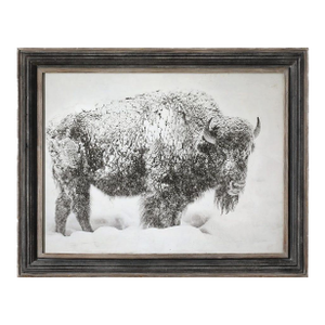 Framed Snowy Buffalo Reproduction Print