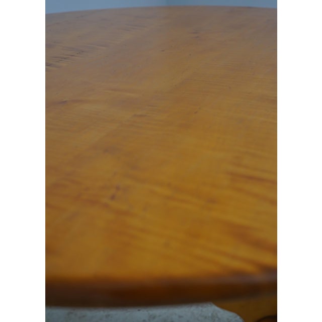 1980s Tiger Maple Benchmade Round Dining Table For Sale - Image 5 of 12