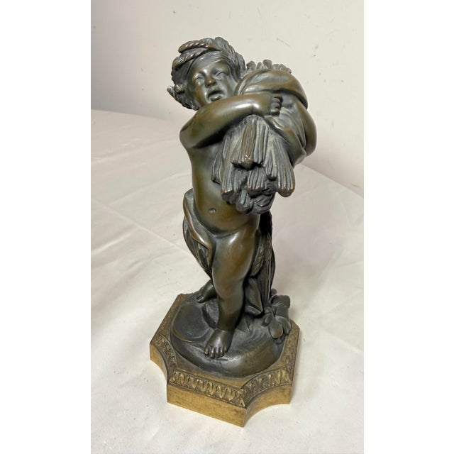 Claude Michel Clodion Antique 1800s Claude Michel Clodion Putti Cherub Bronze Statue Realism Sculpture For Sale - Image 4 of 13