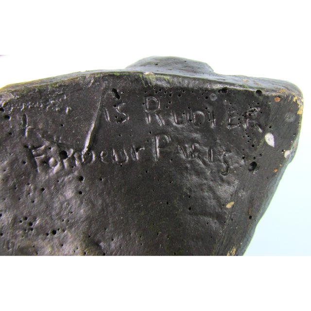 Black Auguste Rodin Head of Balzac Bronzed Sculpture Museum Reproduction Rudier Foundry Paris For Sale - Image 8 of 11