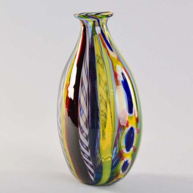 Vintage Multi Color Signed Fabiano Zanchi Murano Glass Vase For Sale In Detroit - Image 6 of 10