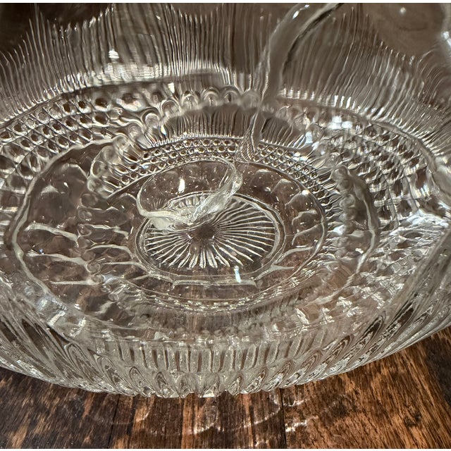 Glass Vintage Tiffin-Franciscan Bullseye Pressed Glass Punch Bowl Set With 12 Cups & Original Ladle For Sale - Image 7 of 15