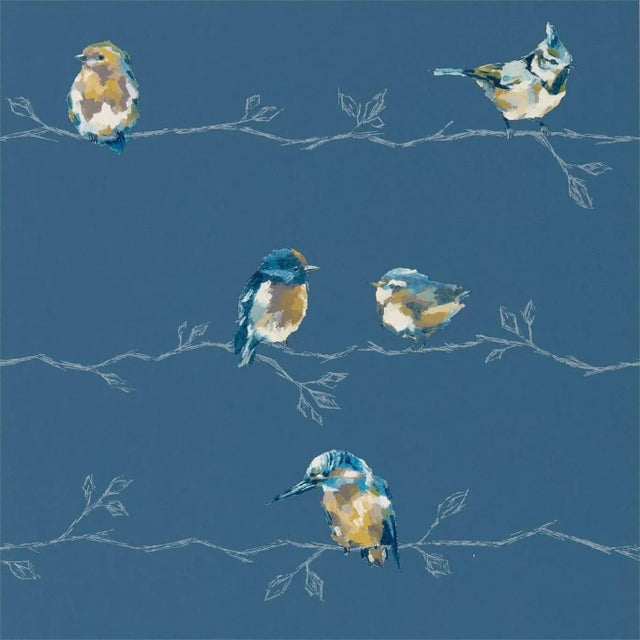 Harlequin Perisco Wallpaper in Turquiose/Navy For Sale