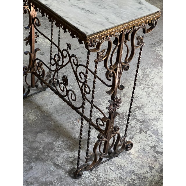 Antique Wrought Iron Marble Topped Table Chairish