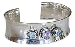 Sterling Silver Bracelet With Amethyst and Topaz