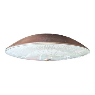 1960s Ufo Atomic Perforated Copper and Etched Glass Light Fixture For Sale