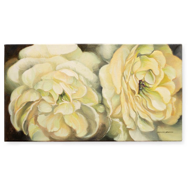 Mercedes Apararicio, Roses Dorées, 2018, Oil on Canvas, in Flawless conditions. This piece is attributed to the mentioned...