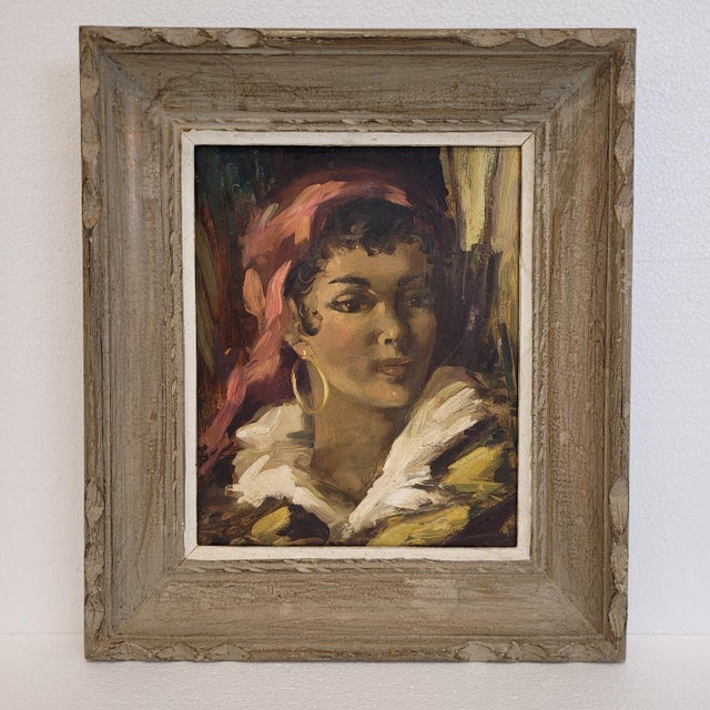 French Artist, Portrait of Woman, 1940s, Oil on Board For Sale - Image 13 of 18