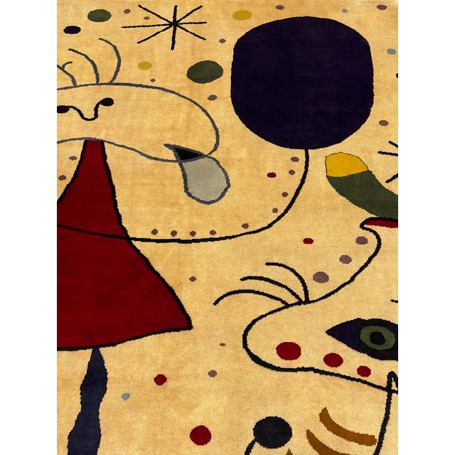 Mid 20th Century French Artistic Designed After J. Miro Rug 6'0" X 6'7'' For Sale - Image 11 of 12