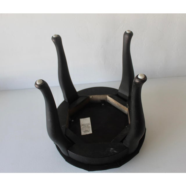 Chairmaster of Ny Black on Black Padded Seat Cabriole Leg Stool Vintage Late 20th Century For Sale - Image 14 of 15