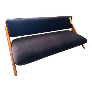 CB2 Mid-Century Modern Style Espresso Sofa For Sale