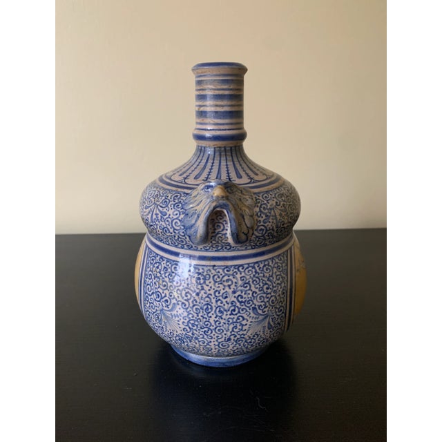 Deruta Italian Provincial Deruta Hand Painted Faience Allegorical Pottery Jug Vase For Sale - Image 4 of 12