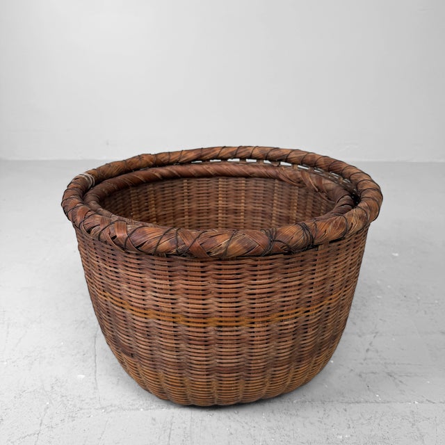 Wood Vintage Japanese Bamboo Baskets, 1960s, Set of 2 For Sale - Image 7 of 16