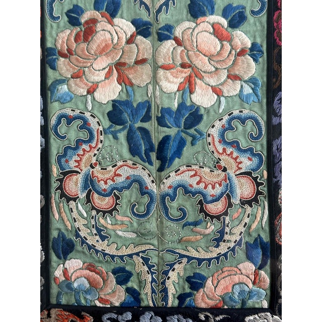 Pair of Framed Fine Chinese Antique Embroidery Panels with Forbidden Knots For Sale - Image 12 of 18