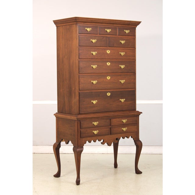 Queen Anne Bench Made 2 Piece Black Walnut Highboy For Sale - Image 3 of 18