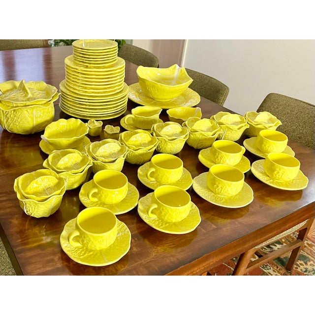 Vintage Majolica Cabbage Dinner & Serveware for 8 by Secla Portugal