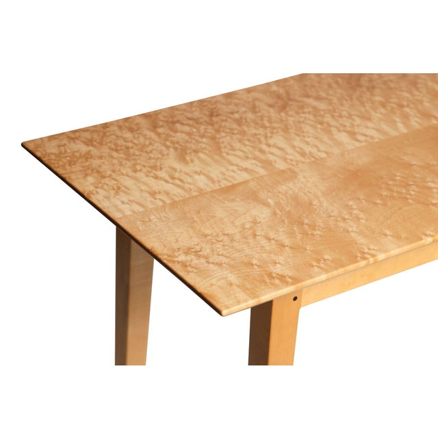 Late 20th Century Signed Custom Bird’s-Eye Maple Console Table With Ebony Exposed Joinery For Sale - Image 4 of 11