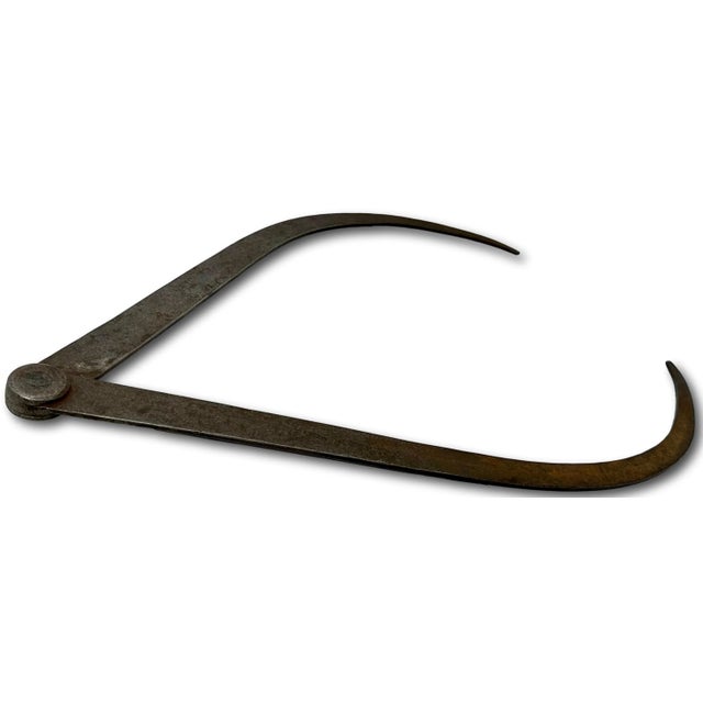 Giant Antique Hand Made Wrought Iron Industrial Era Foundry Calipers Circa Mid 19th Century - 24 Inches Tall For Sale - Image 4 of 12