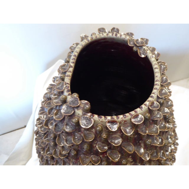 Modern Vintage Large Sculptured Ceramic Vase For Sale - Image 3 of 5