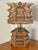 Midcentury Folk Art table lamp with an orange glass mosaic finial, professionally rewired. Popsicle stick construction in...