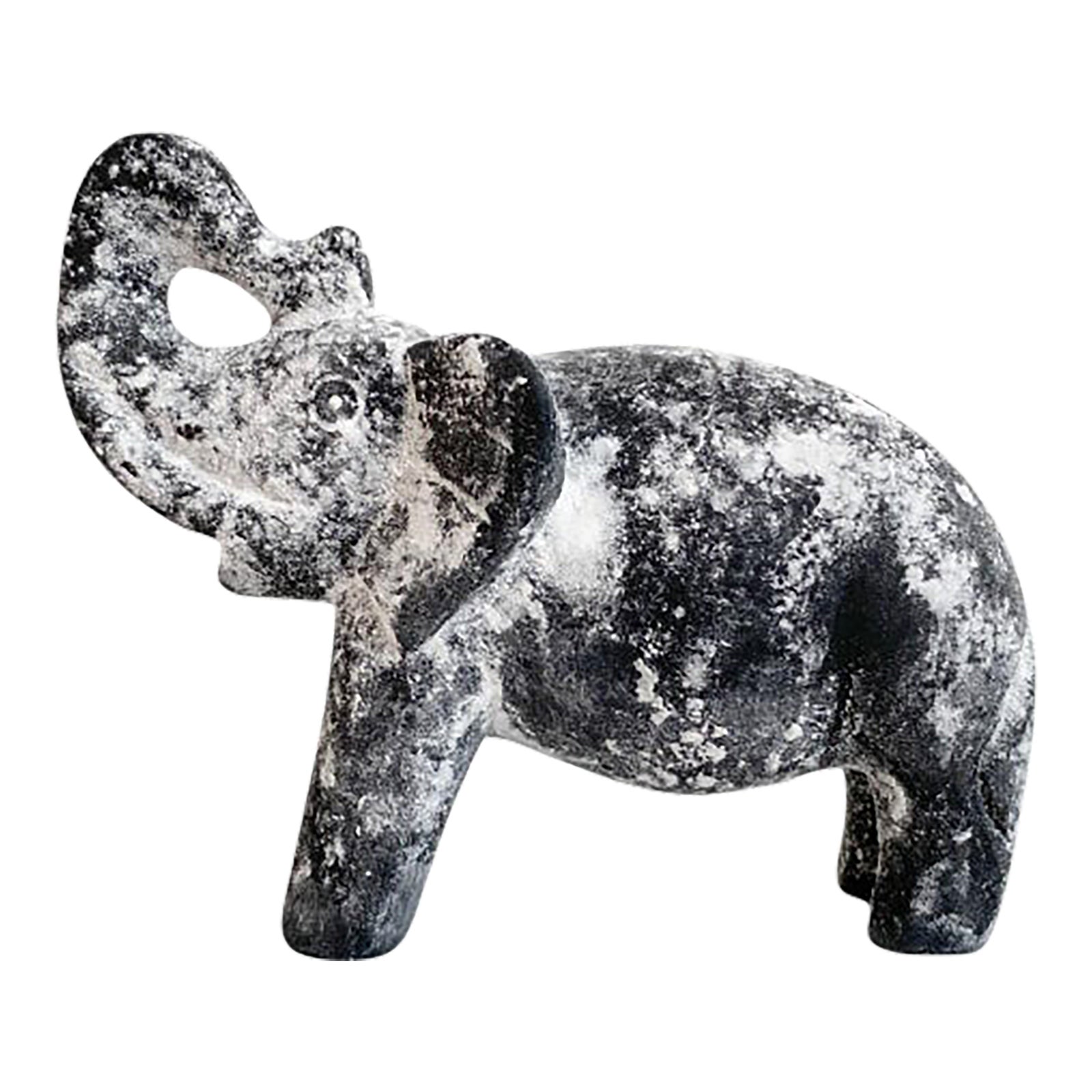 1990s Chalk Painted Black Stone Elephant Figurine Trunk Up Good Luck ...