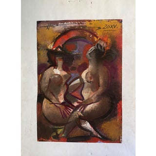 1980s Oil Painting Portrait of Two Naked Girls Nikolai Nikolaevich Prokopenko For Sale
