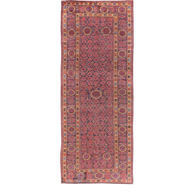 19th Century Antique Beshir Long Gallery Rug in Colors For Sale