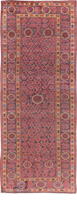 19th Century Antique Beshir Long Gallery Rug in Colors