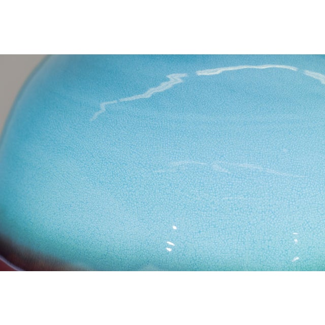 "About the Item This substantial artisan ceramic vase features a bold, rounded form with a wide shoulder and gently...