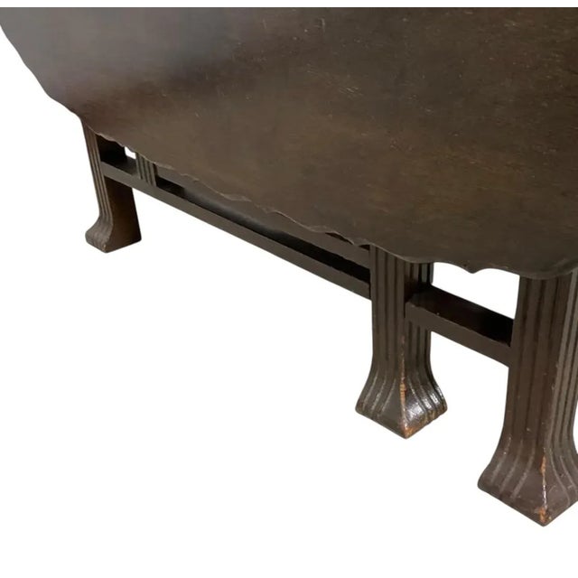 Antique Oak Gateleg Drop-Leaf Table With Scalloped Edges For Sale - Image 4 of 9
