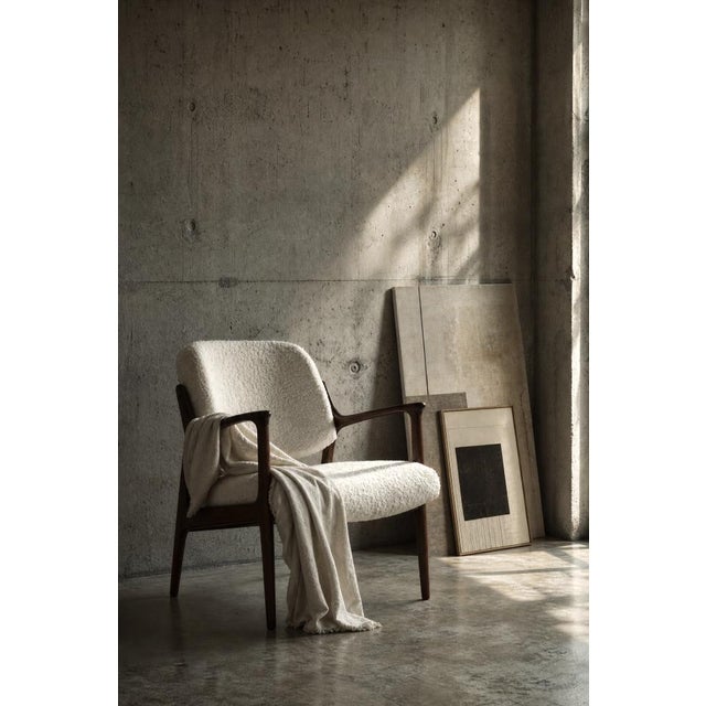 Vintage Scandinavian Teak White Armchair by Inge Andersson for Bröderna Anderssons, 1960s For Sale - Image 15 of 18