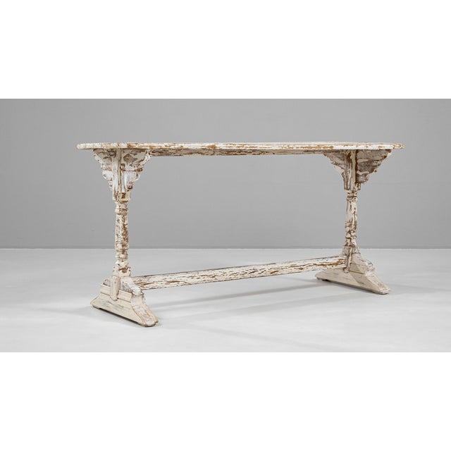 White 1900s French Wood White Patinated Table For Sale - Image 8 of 11