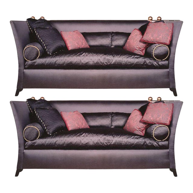 Vintage Illustrious Designer Ronn Jaffe Design Custom Silk Sofas - A Pair Has Been Fabricated for Aristotle Onassis For Sale