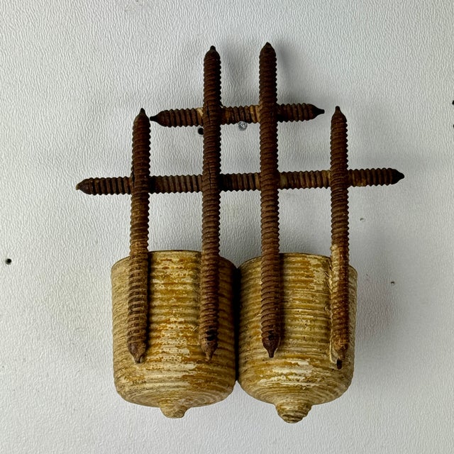 Miniature Vintage Tramp Art Hand Made Objet d'Art of Planters With Trellis For Sale - Image 4 of 7