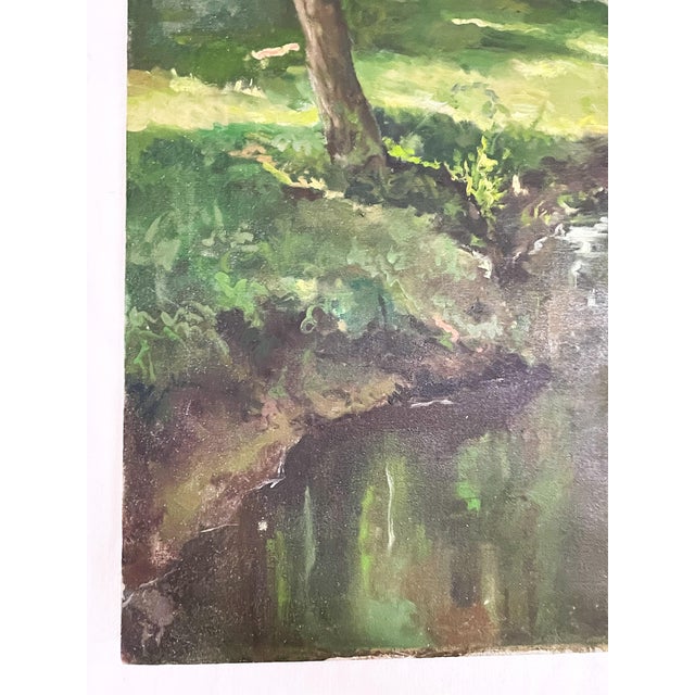 1930s Original Signed Landscape Oil Painting on Canvas 1930's For Sale - Image 5 of 12