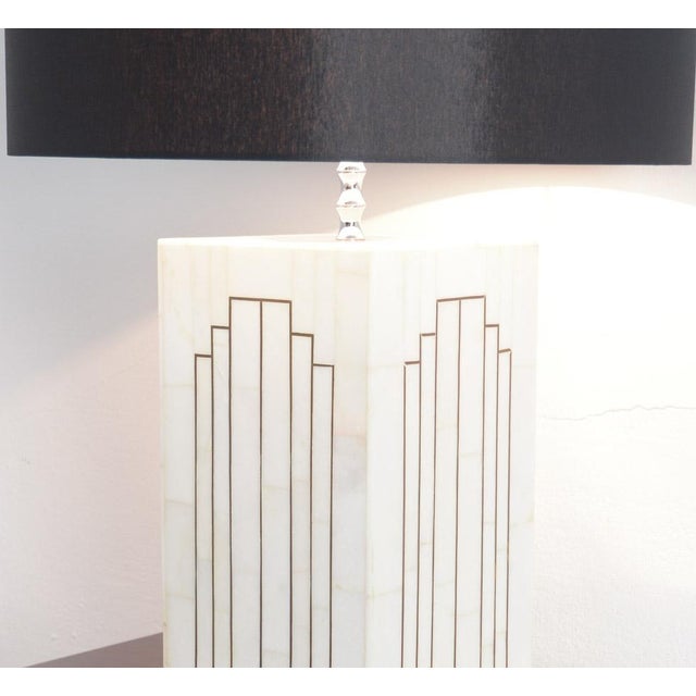 Metal Vintage Geometric Marble Table Lamp For Sale - Image 7 of 11