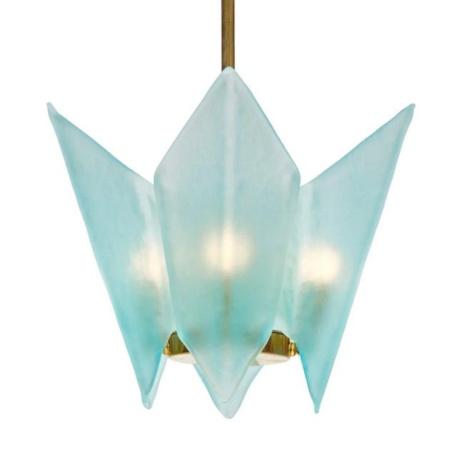 Mid-Century Modern Pair of Murano Glass Blue Pendants For Sale - Image 3 of 9
