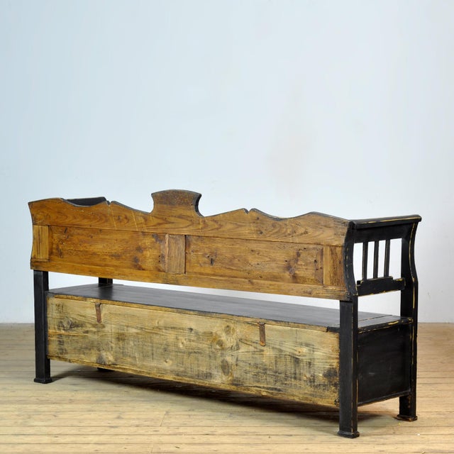 Antique Pine Drop-Top Bench, 1900s For Sale - Image 12 of 13