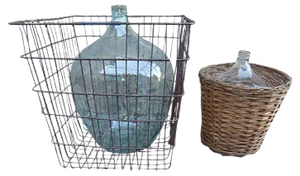 Mid-Century Glass Bottles, Set of 2