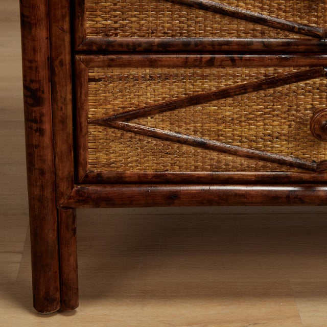 Pair of British Colonial Style Faux Bamboo Nightstands For Sale - Image 15 of 15