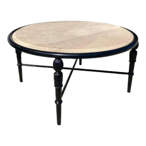 Michael Taylor Montecito Patio Round Outdoor Indoor Coffee Table With Stone Top
