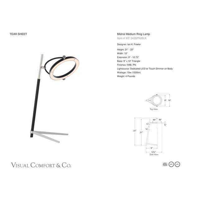 Ian K. Fowler by Visual Comfort Signature Mistral Medium Ring Lamp in Polished Nickel and Matte Black Designer: Ian K....