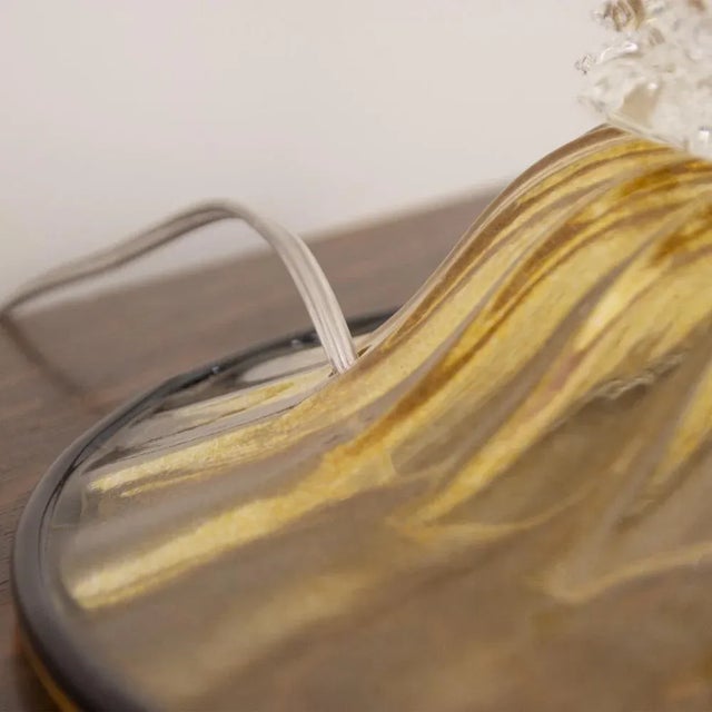 Large Murano Blown Glass Table Lamps with Gold and Amber Color with Lampshade For Sale - Image 11 of 12