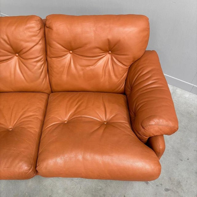 Vintage Coronado Three-Seater Sofa in Cognac Leather from B&B Italia, Italy, 1960s For Sale - Image 10 of 16