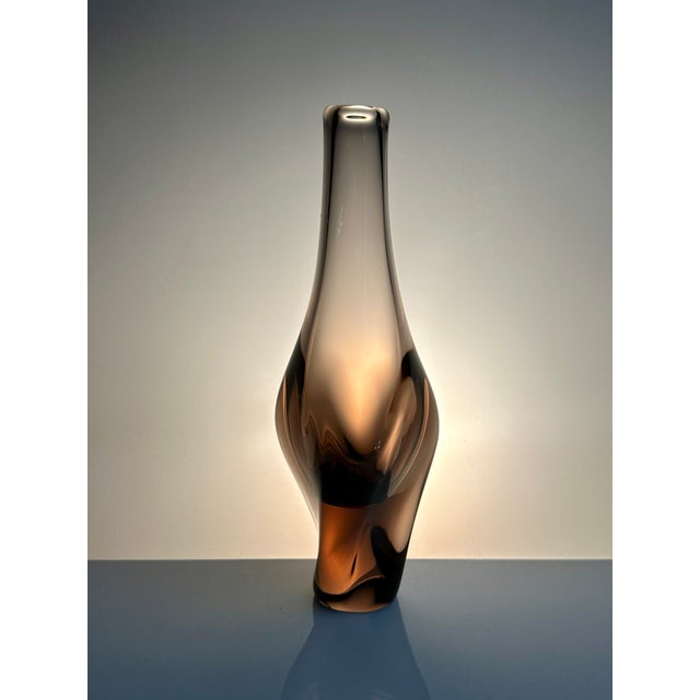Sculptural Bohemian Smoked Glass Vase by Miroslav Klinger for Zelezny Brod Zbs, Czechoslovakia, 1950s For Sale - Image 11 of 12