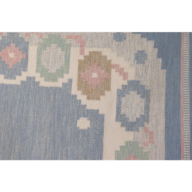 Mid-Century Modern Mid-Century Swedish Kilim in Pale Blue Tones, 1960 For Sale - Image 3 of 5